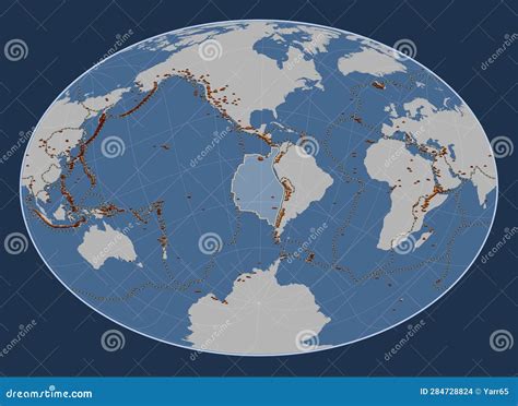 Nazca Tectonic Plate. Contour. Fahey Oblique. Volcanoes and Boun Stock Illustration ...