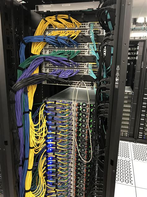 Beautiful colour coded cable management for a server in the building I ...