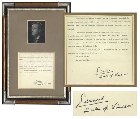 Lot Detail - King Edward VIII Signed Copy of His Abdication Speech