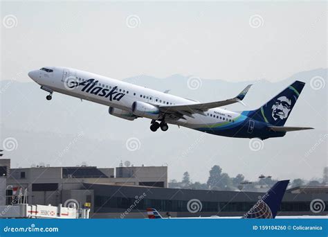 Alaska Airlines Taking Off from Los Angeles Airport LAX Editorial Image ...