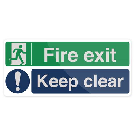 Fire Exit Keep Clear Sign 450 x 200mm Rigid Signage Safety Signs | eBay