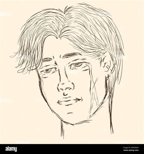 Drawing sketch sad crying guy with tears Stock Vector Image & Art - Alamy