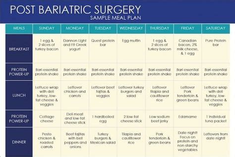 Long Term Post Bariatric Surgery Diet Meal Plan | Bariatric surgery diet, Meal planning template ...