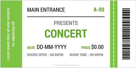 Printable Concert Ticket Template