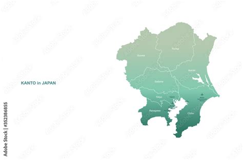 kanto map. tokyo in japan region vector map. Stock Vector | Adobe Stock