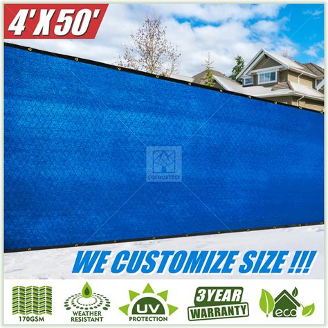 ColourTree 4' x 50' Blue Privacy Fence Screen Fence Cover Fabric Mesh - Commercial Grade 170 GSM ...