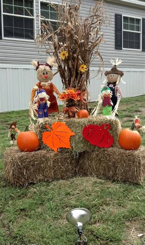 Outside Fall Decor, Corn Stalks & Hay, Fodder Shock | Fall yard decor ...