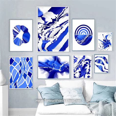 Royal Blue Abstract Set of 12 Posters Abstract Painting - Etsy