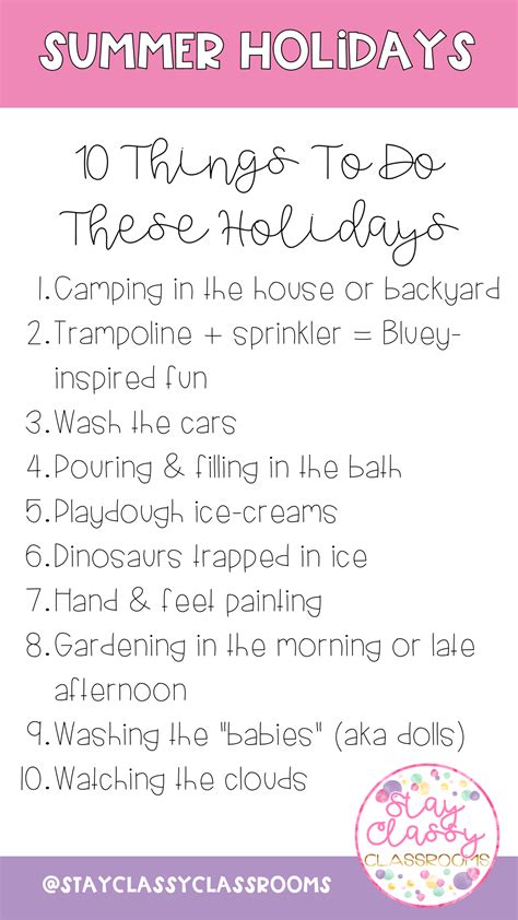 10 Things to Add to Your Summer Holiday List - Stay Classy Classrooms