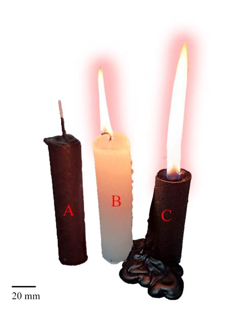 Photo of candles which were made from paraffin/rGO composite (black ...