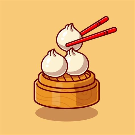 Premium Vector | Dim sum with chopstick cartoon | Food illustration ...