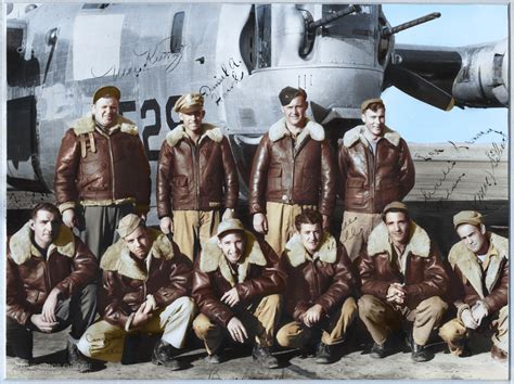 WWII First Lieutenant Boyle & flight crew with their B-24 Liberator Heavy, Fall, 1944 ...