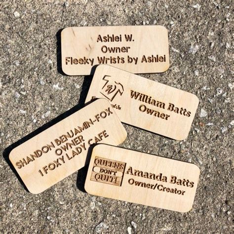 Custom Wooden Name Tags | Etsy | Wooden names, Name tags, Custom