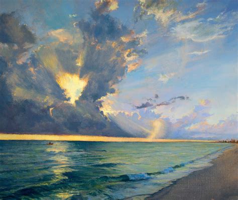 Beach Sunset Painting With Clouds : Sailing Clouds Cambria Moonstone ...