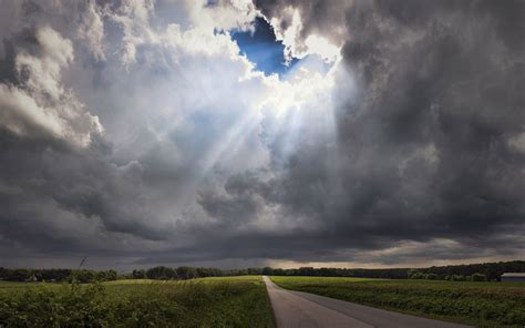 Download Sunbeam Sun Cloud Sky Man Made Road HD Wallpaper