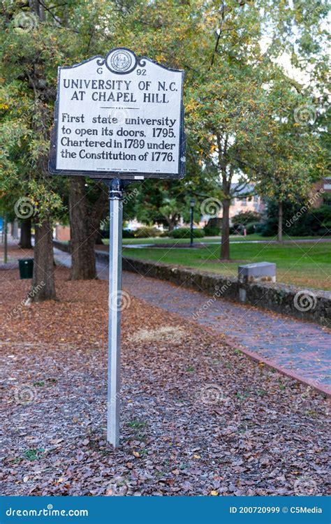 University of North Carolina at Chapel Hill Historical Marker, Marking Its Open in 1795 ...