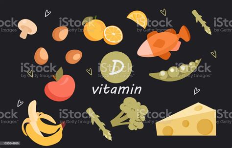 Collection Of Vitamin D Sources Stock Illustration - Download Image Now - Adversity, Antioxidant ...