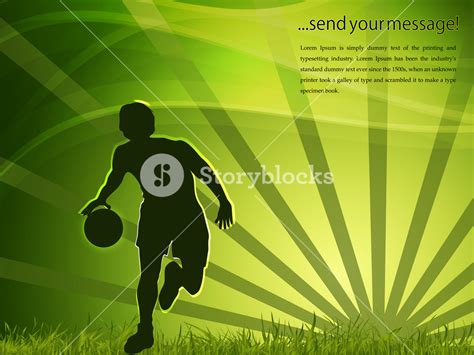 Basketball Player With A Basketball And Green Abstract Background ...