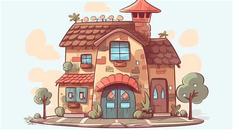 Cartoon House Cute Little House Childrens Drawing Background, Cartoon House, Cute Little House ...