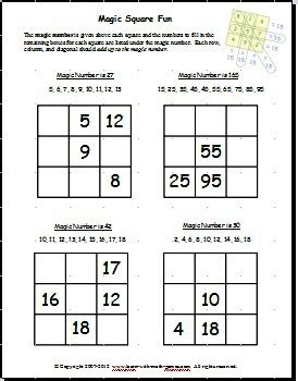 Magic Square Worksheets Are Fun And Help Kids Buld Math Skills.