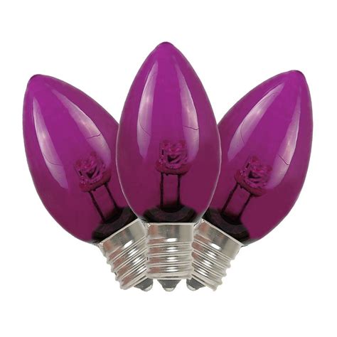 Purple LED C7 Glass Christmas Bulbs - Novelty Lights