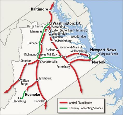 Thruway Bus Connections In Virginia | Amtrak - Amtrak Florida Map ...