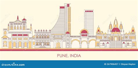 Cartoon Skyline Panorama of City of Pune, India Stock Vector - Illustration of culture, panorama ...