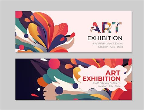 Premium Vector | Art exhibition banners invitation to modern exposition