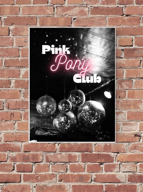 Pink Pony Club Lyrics Digital Print, Chappell Roan Fan Art Poster, Neon Pink Lettering on Disco ...