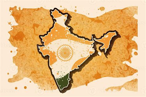 beautiful light orange indian akhand bharat Map 22249574 Stock Photo at ...