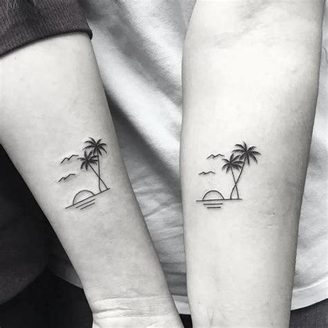 Tree Tattoo – palm tree small tat | Matching sister tattoos, Sunset tattoos, Sister tattoos