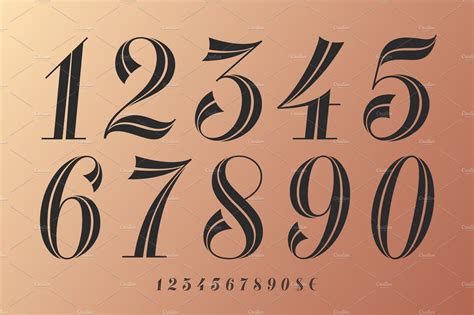 Numbers set, french didot style | Tattoo lettering fonts, Numbers font, Lettering fonts