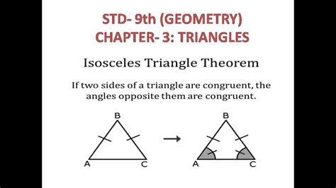 ISOSCELES TRIANGLE THEOREM & IT'S CONVERSE. STD- 9th (GEOMETRY) CHAPTER- 3: TRIANGLES - YouTube