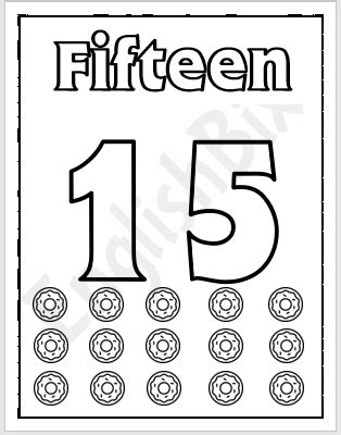 Number 15 Coloring Page for Kids - EnglishBix