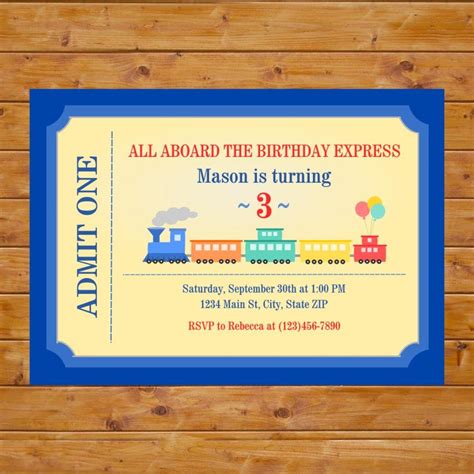 Train Ticket Birthday Invitation Train Birthday Invitation - Etsy