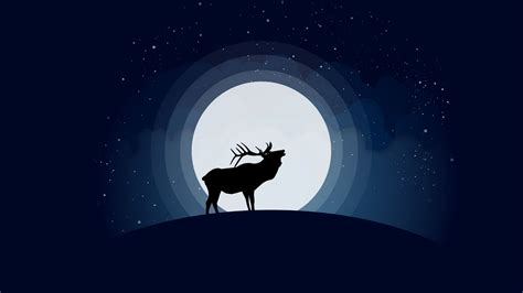 Download wallpaper 1920x1080 deer, moon, vector full hd, hdtv, fhd ...