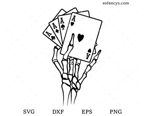 Skeleton Hand Cards Poker SVG DXF EPS PNG Cut Files