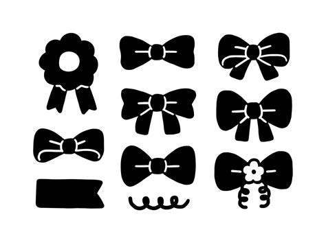 set of black bow isolated 10048600 Vector Art at Vecteezy