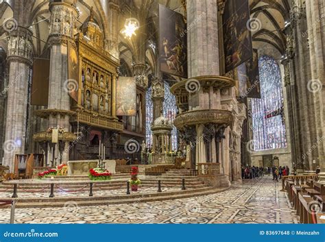 Interior of Famous Milan Cathedral - Duomo Editorial Stock Photo ...