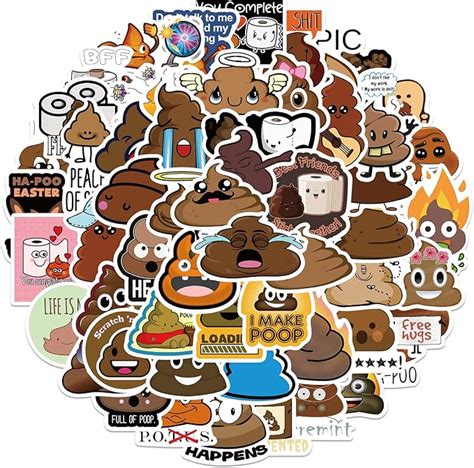 Amazon.com: Funny Poop Stickers 60 PCS Cartoon Prank Meme Stickers for Laptop Water Bottles ...