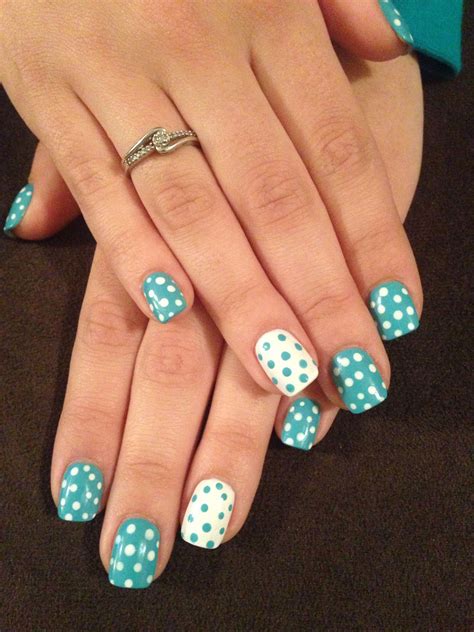 Lovin the polka dot nails #aquablue #polkadotnailart | Dot nail designs ...