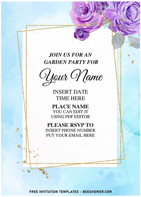 (Free Editable PDF) Something Blue Floral & Geometric Birthday Invitation Templates in 2022 ...