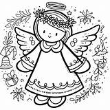 A Cute Christmas Angel coloring Page  Download Print Or Color Online sketch template