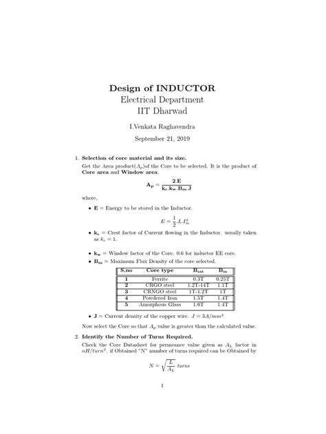 Inductor Design | PDF | Inductor | Inductance