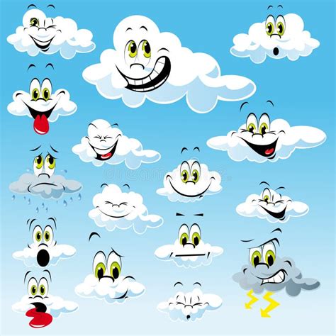 Clouds with Cartoon Faces stock vector. Illustration of clouds - 26653273