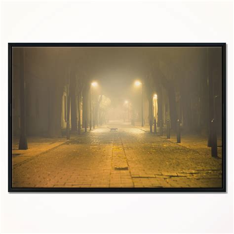 Designart "Urban Street at Night" Landscape Photo Framed Canvas Art Print - Bed Bath & Beyond ...