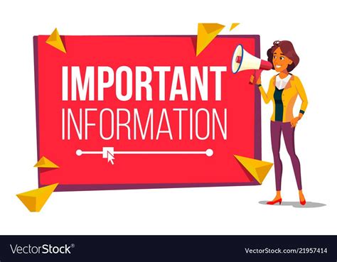 Important Information Banner Vector. Business Woman With Megaphone ...