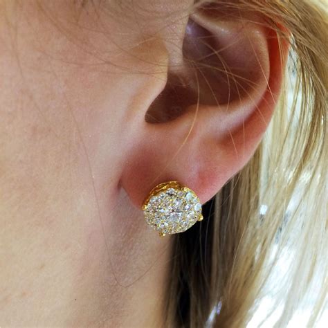 14k Yellow Gold 2.75ctw Diamond Cluster Stud Earrings