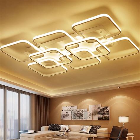 Square surface mounted modern led ceiling lights for living room light fixture indoor home ...