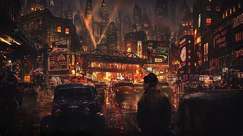 Wallpaper 4K Futurista Metropolis cityscape cyberpunk science fiction skyline